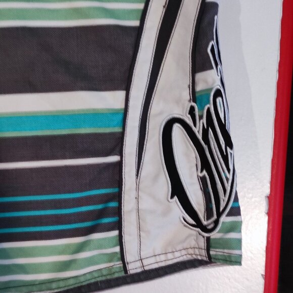 O'Neill board short men's size 34 grey white green stripes - Picture 9 of 12